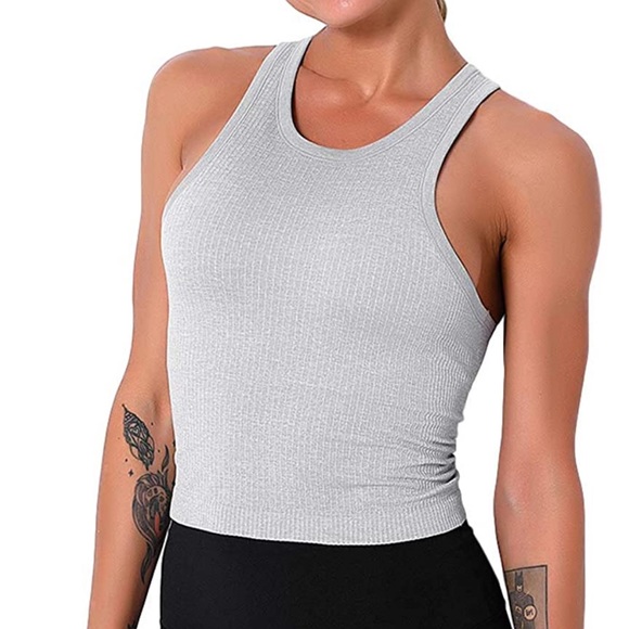 high neck cropped workout tank